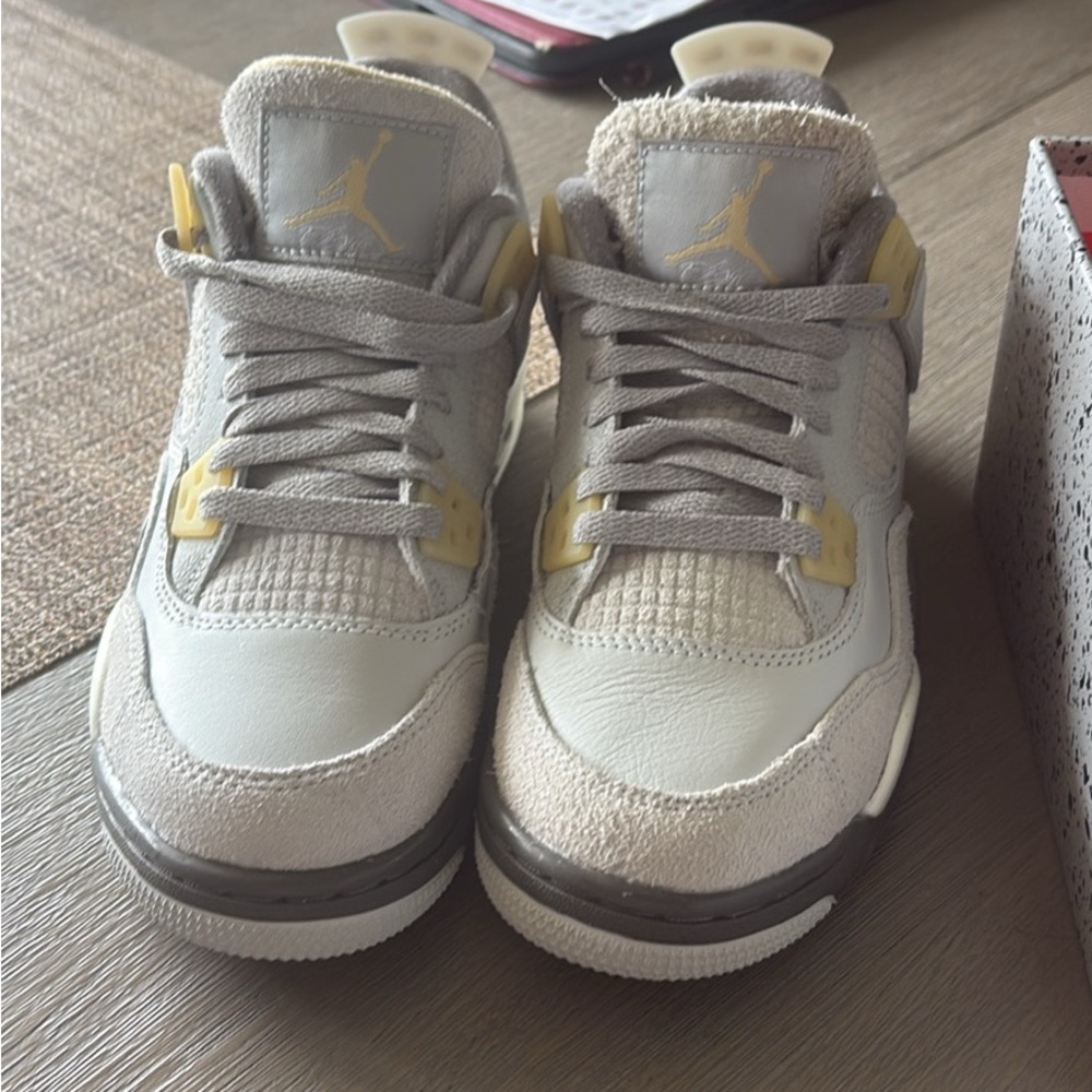 Jordan Gray and Yellow Sneakers Air Unit Design
